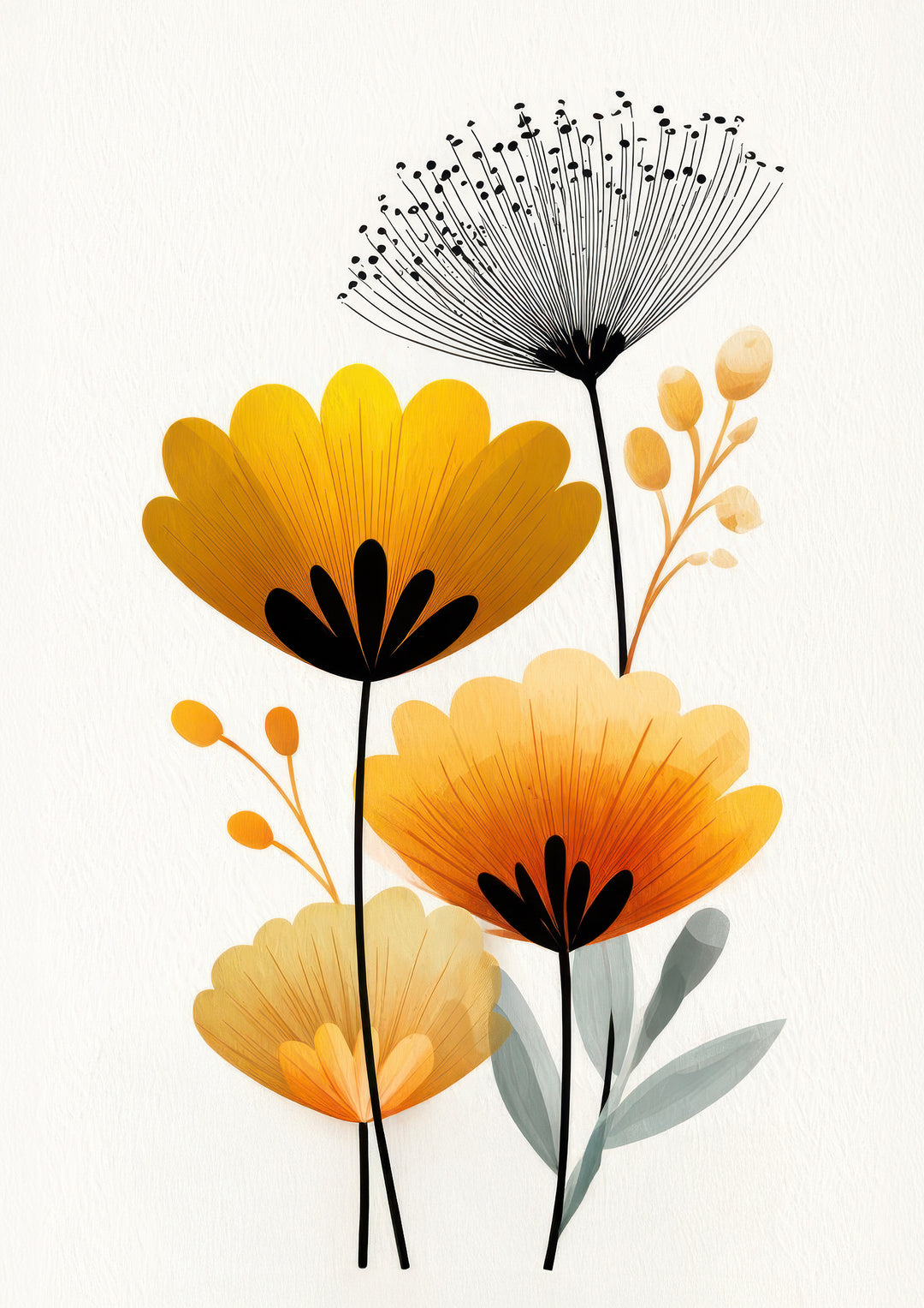 Modern Floral Wall Art Prints Set of 3