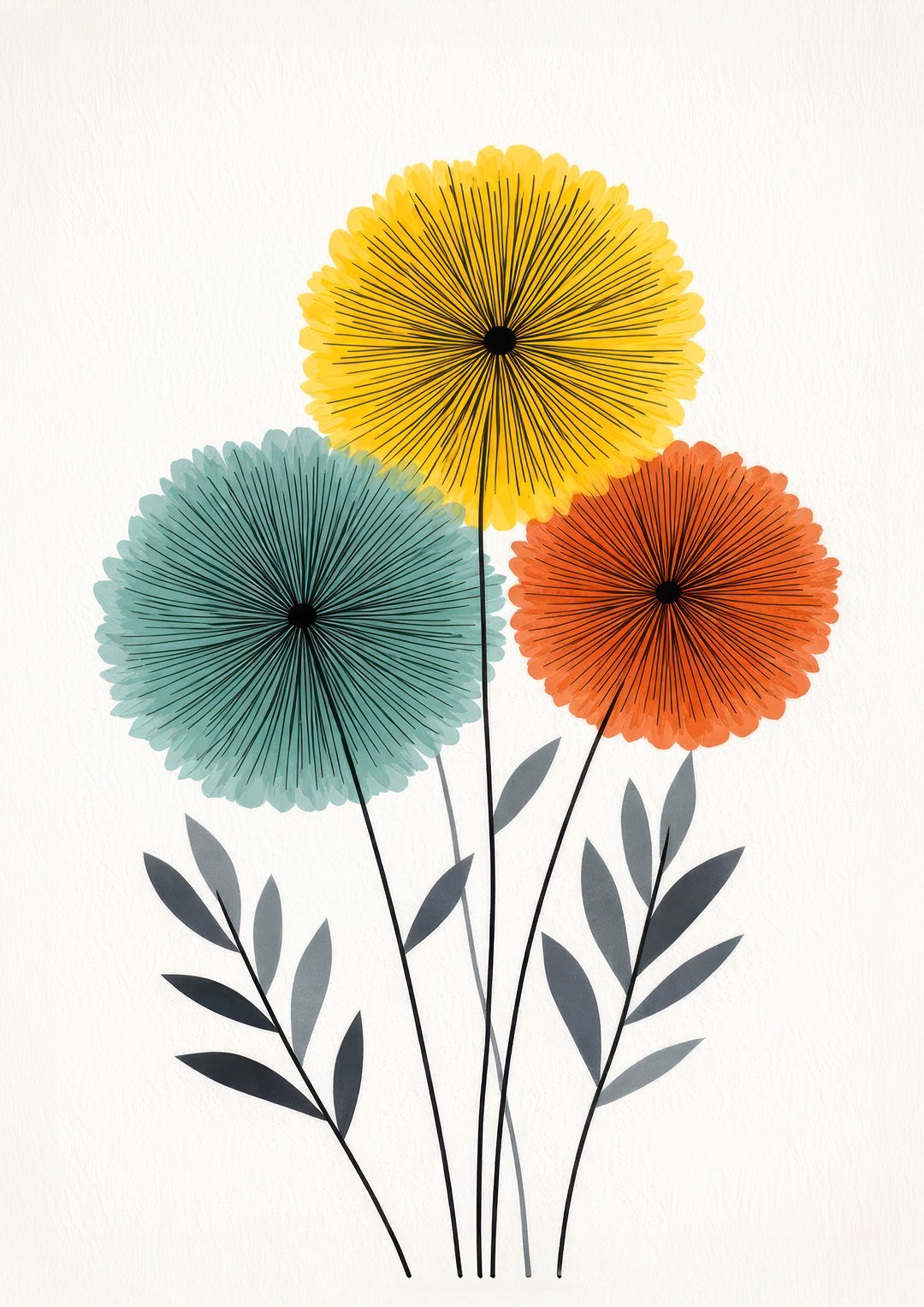 Modern Floral Wall Art Prints Set of 3