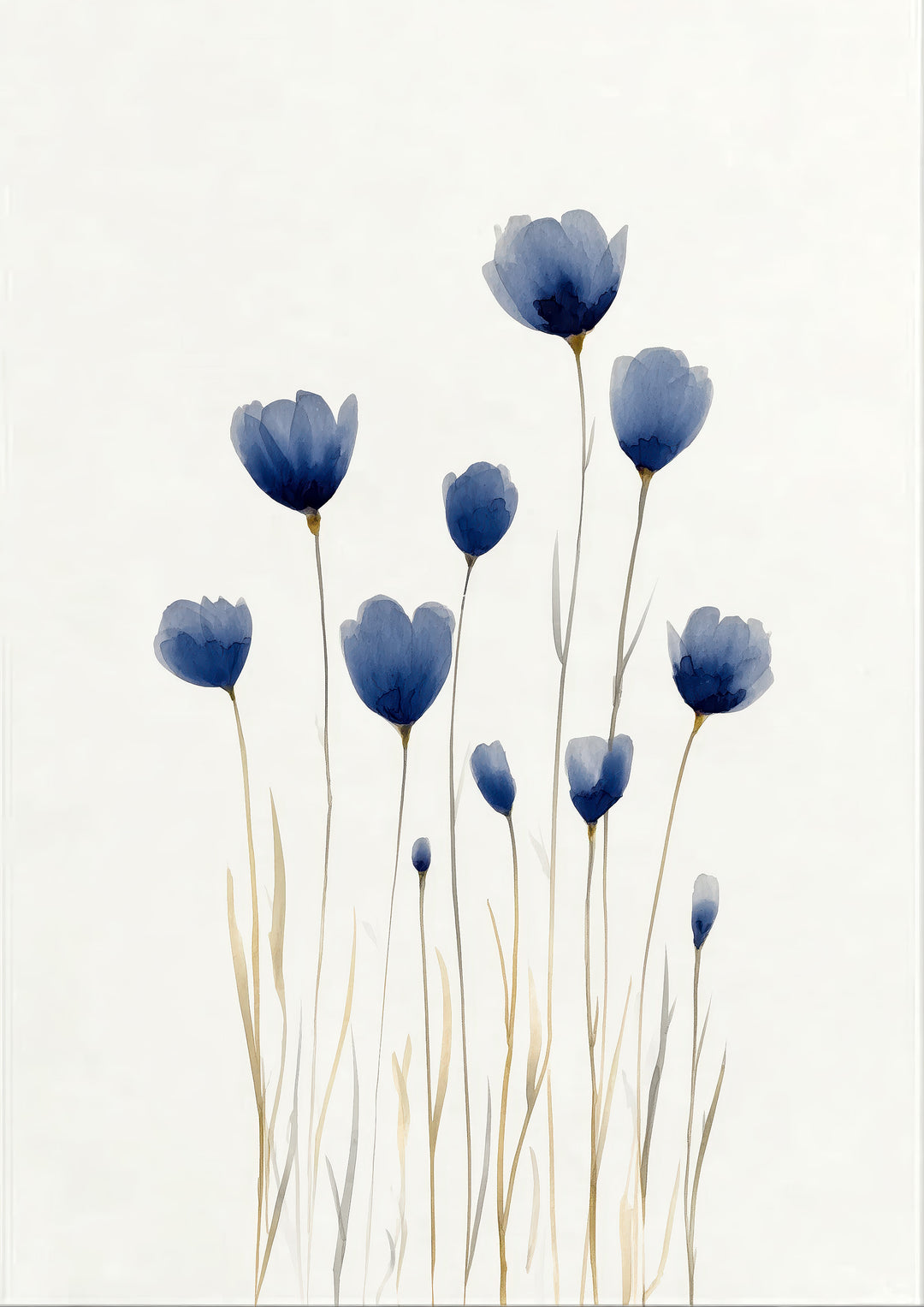 Blue Flower Wall Art Prints Set of 2