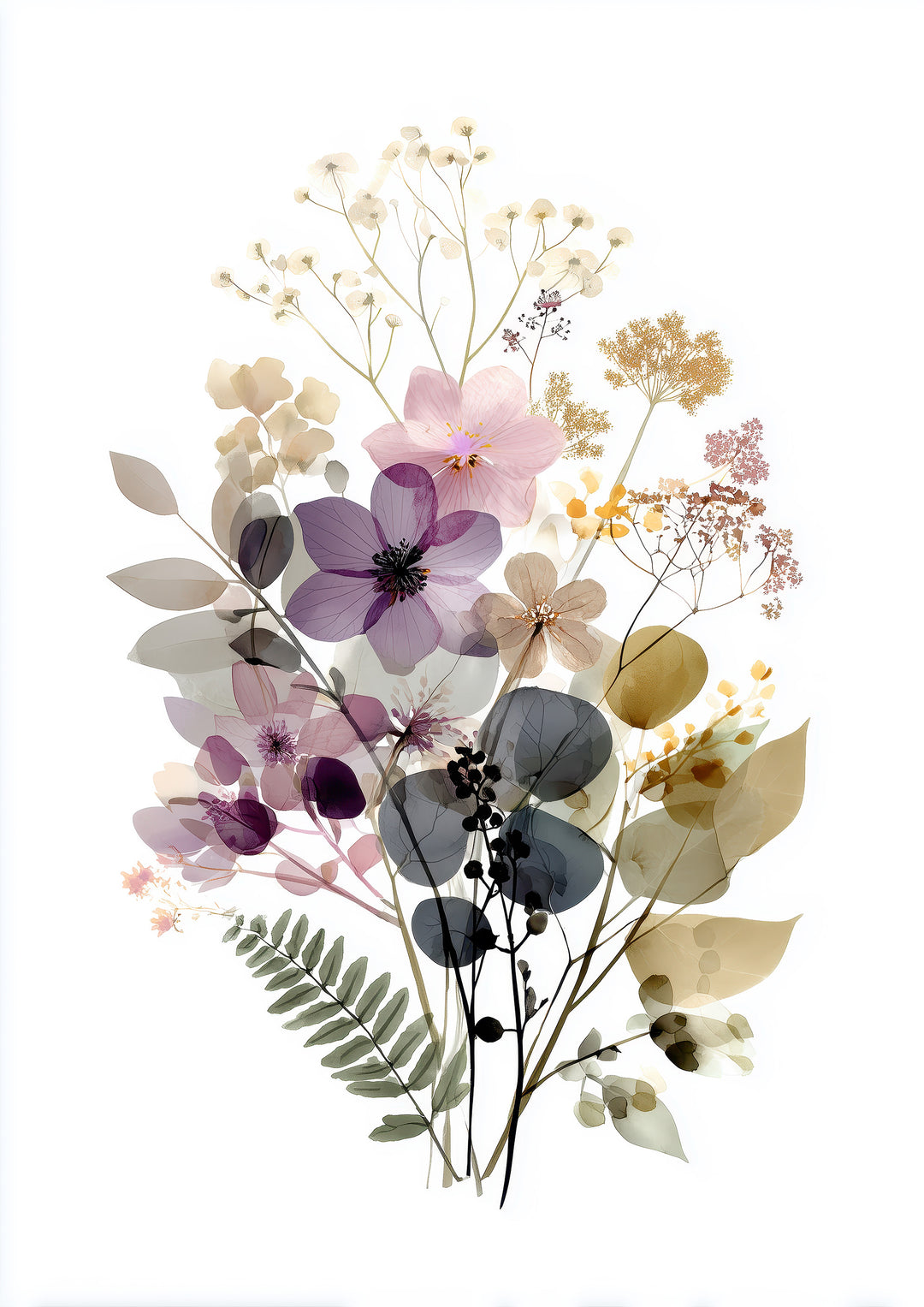 Wildflower Botanical Wall Art Prints Set of 2