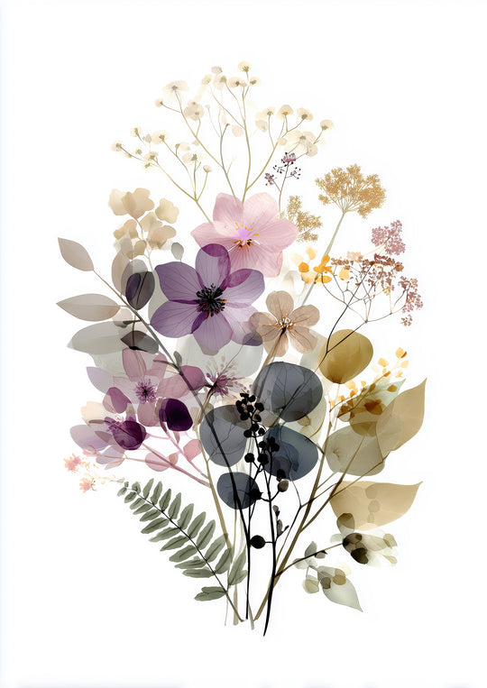 Wildflower Botanical Wall Art Prints Set of 2