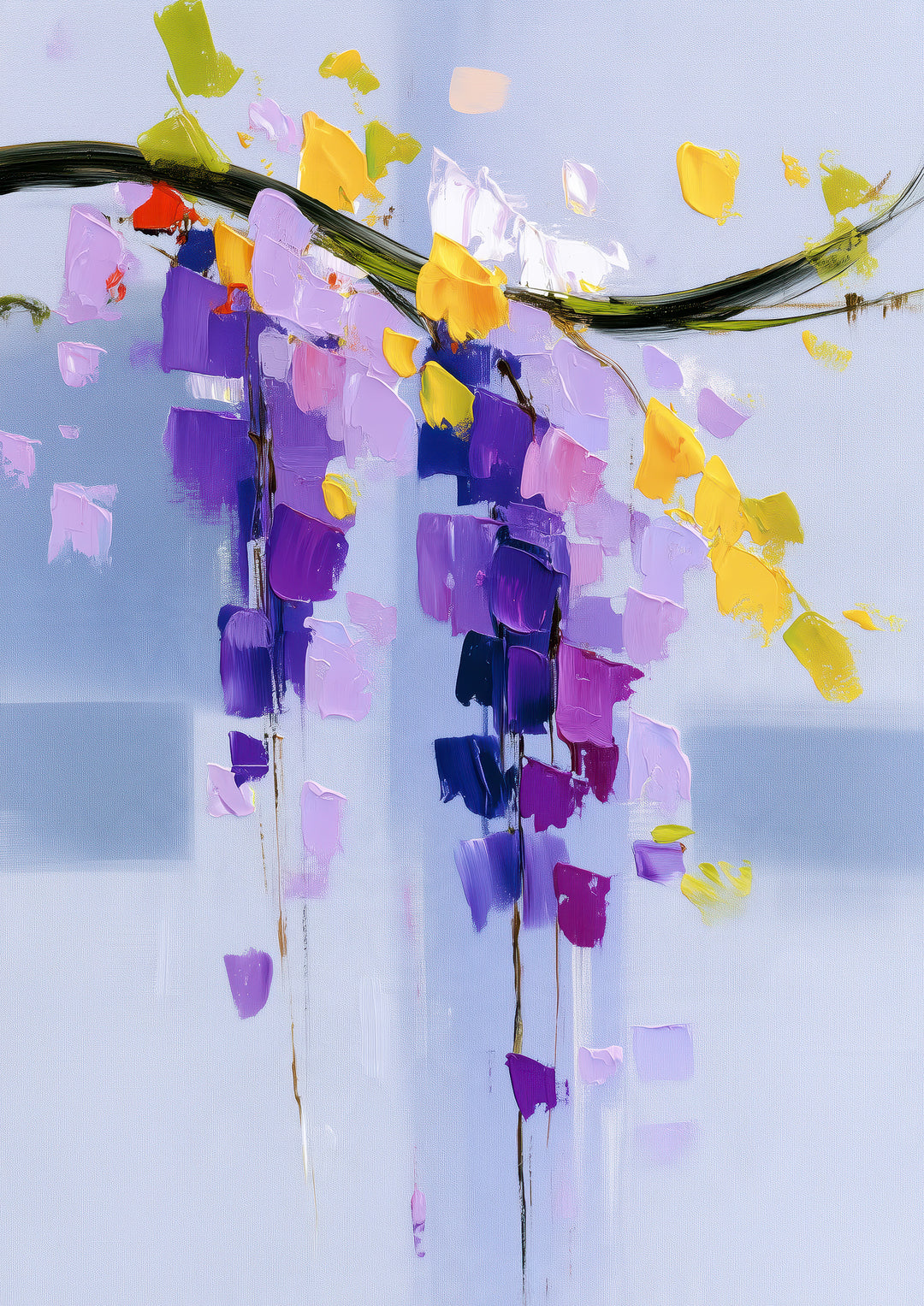 Purple Yellow Abstract Floral Wall Art Prints