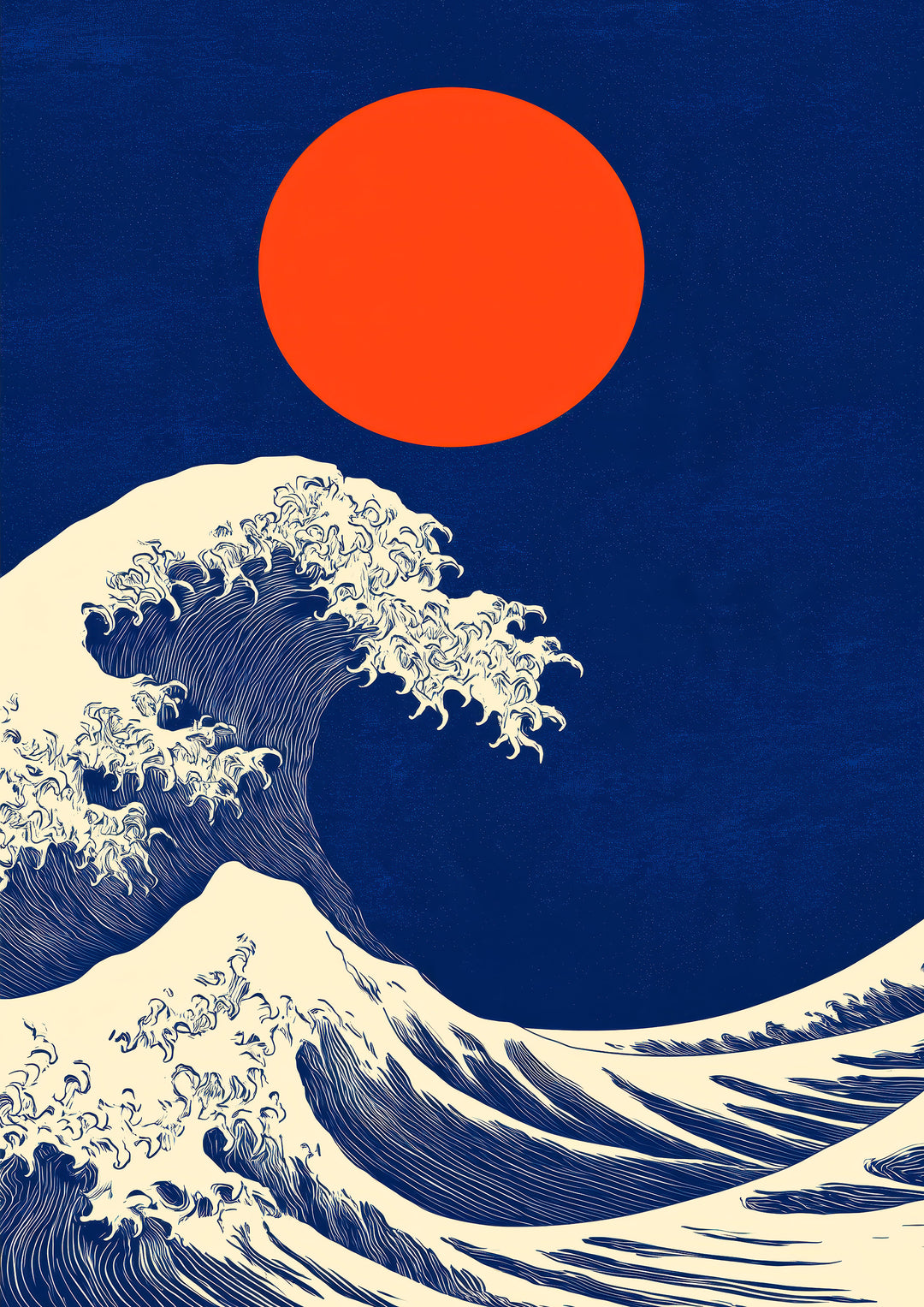 Navy Blue Ocean Print