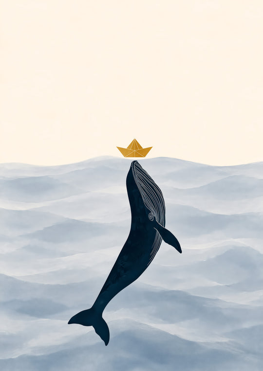 Whale and Sailboat Wall Art Prints