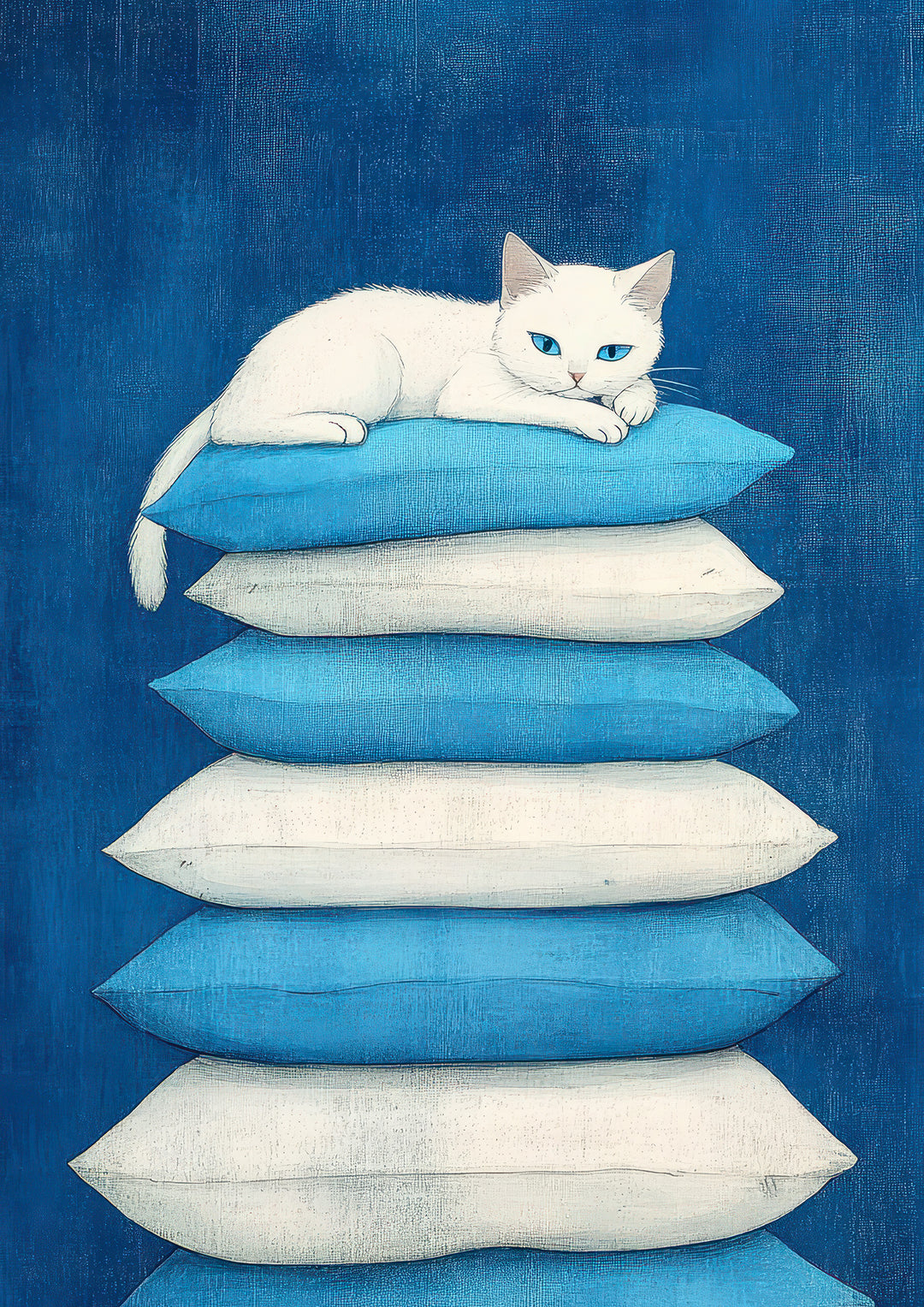 White Cat Wall Art Print