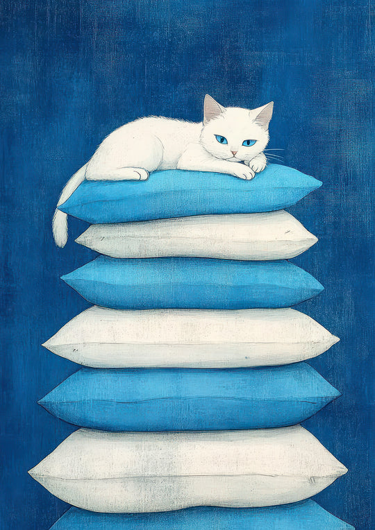 White Cat Wall Art Print