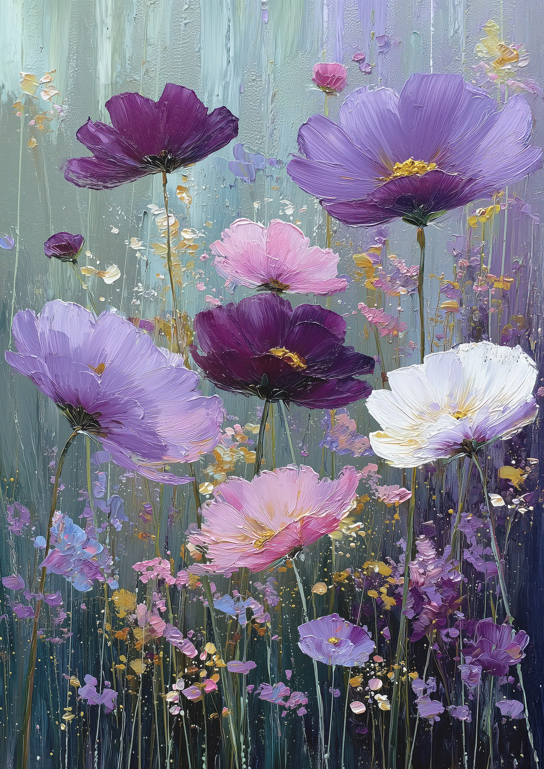 Purple Floral Wall Art Prints Set of 3