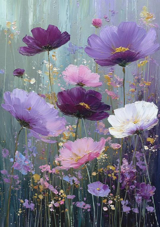 Purple Floral Wall Art Prints Set of 3
