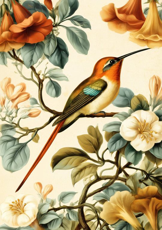Hummingbird Floral Wall Art Prints