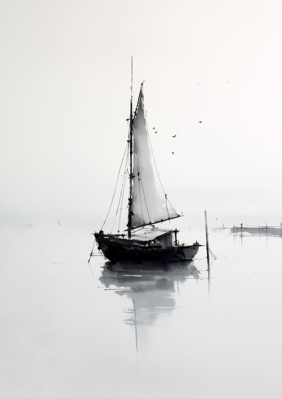 Minimalist Sailboat Wall Art Prints Set of 2