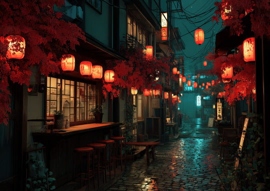 Japanese Lantern Street Wall Art