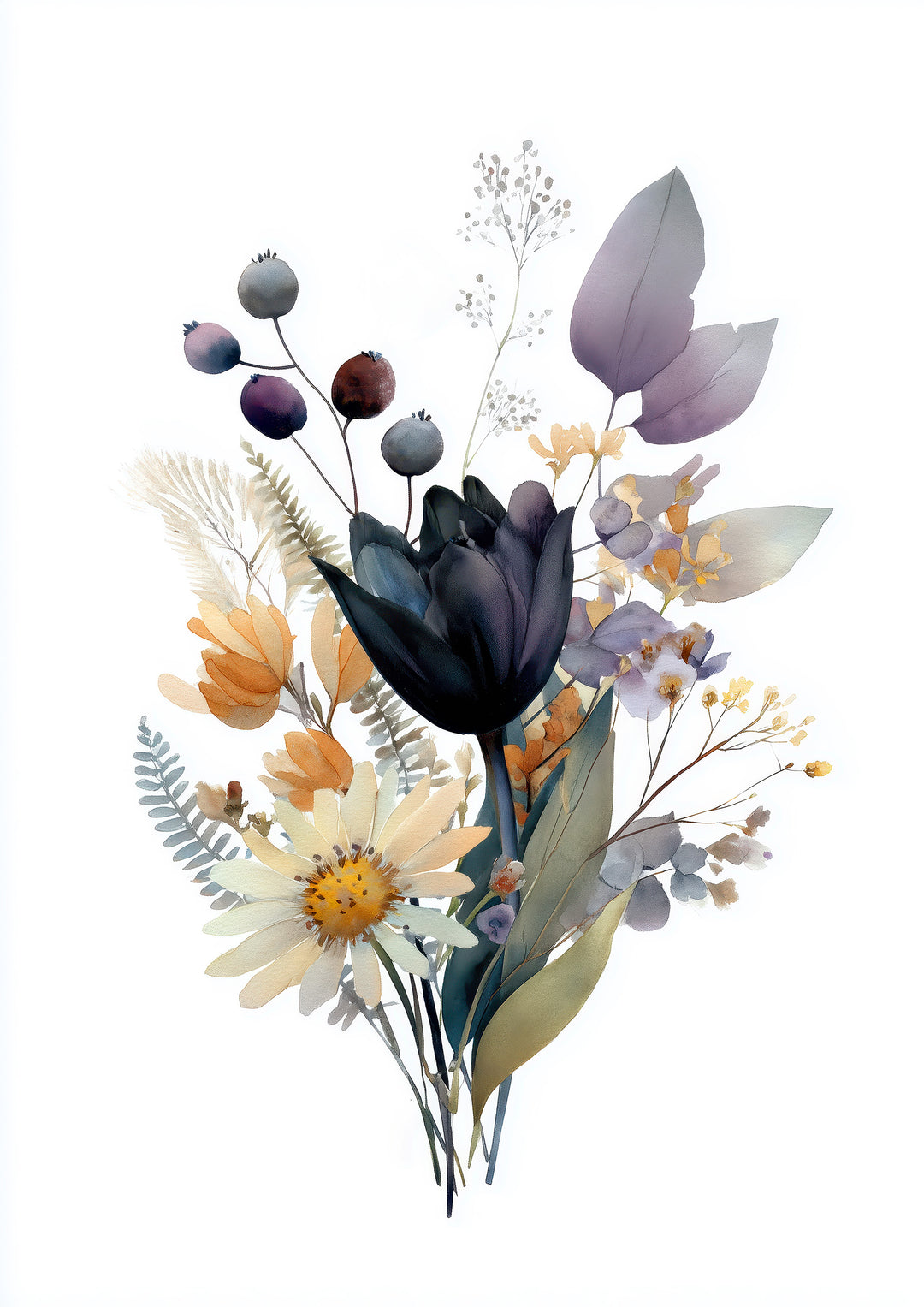 Wildflower Botanical Wall Art Prints Set of 2