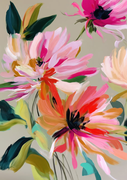 Colourful Abstract Floral Wall Art Prints