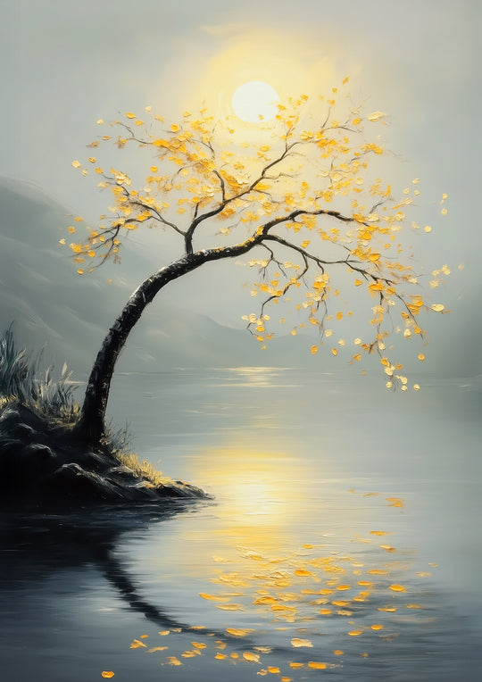 Golden Tree Lake Wall Art Print