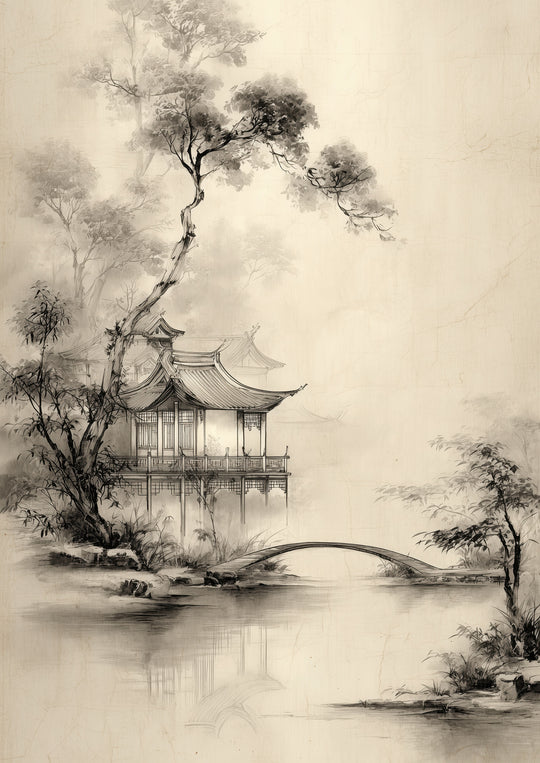 Asian Pavilion Bridge Decor