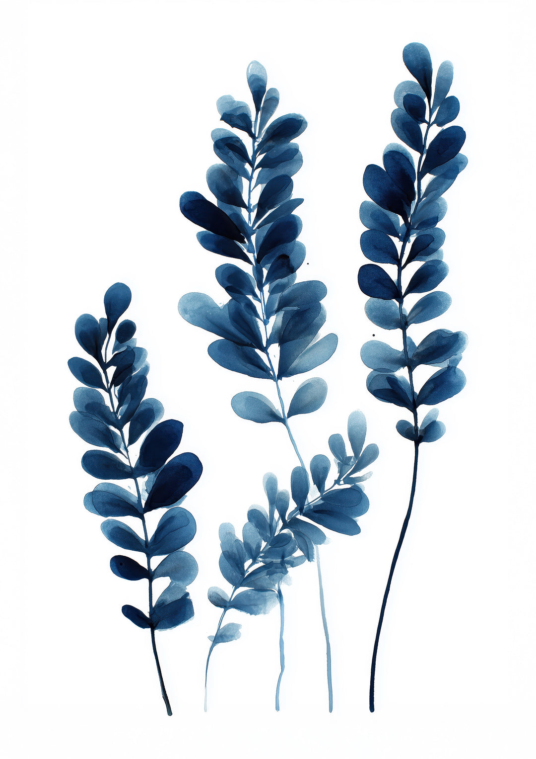 Blue Botanical Wall Art Prints Set of 3
