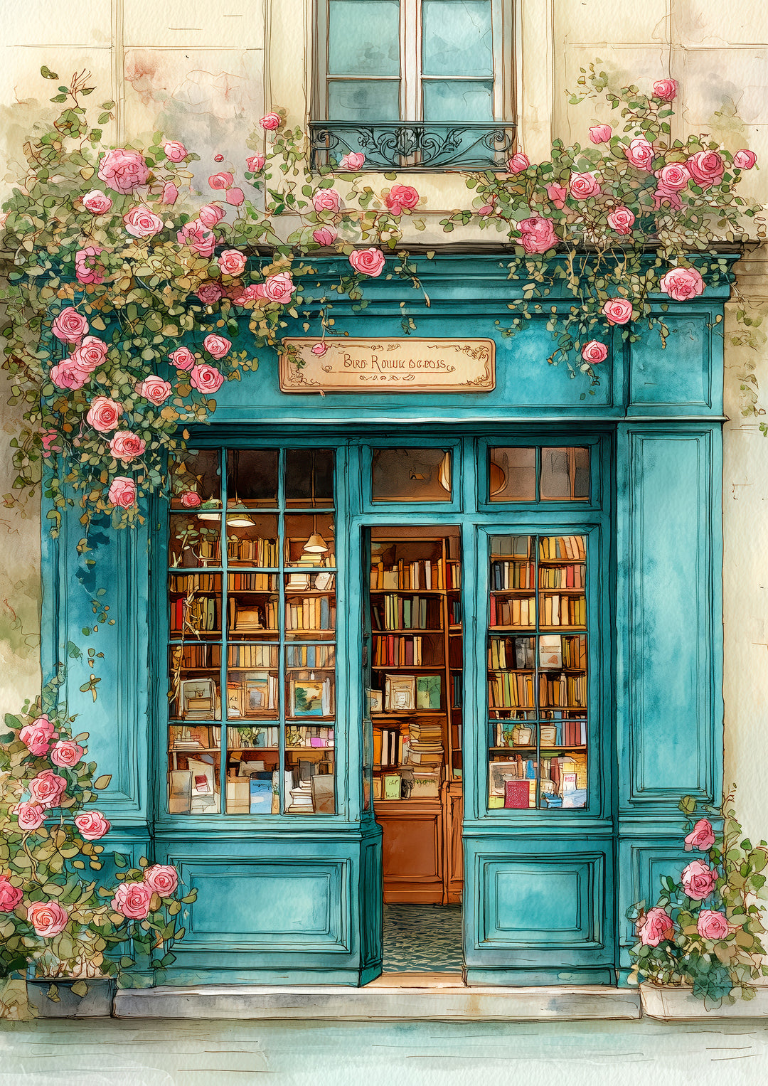 Paris bookshop wall art print