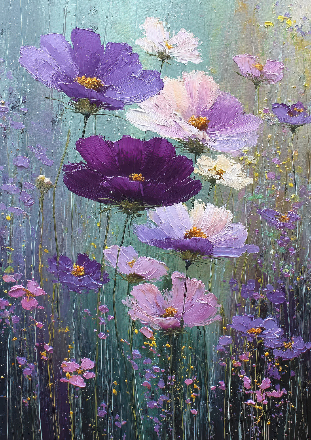 Purple Floral Wall Art Prints Set of 3