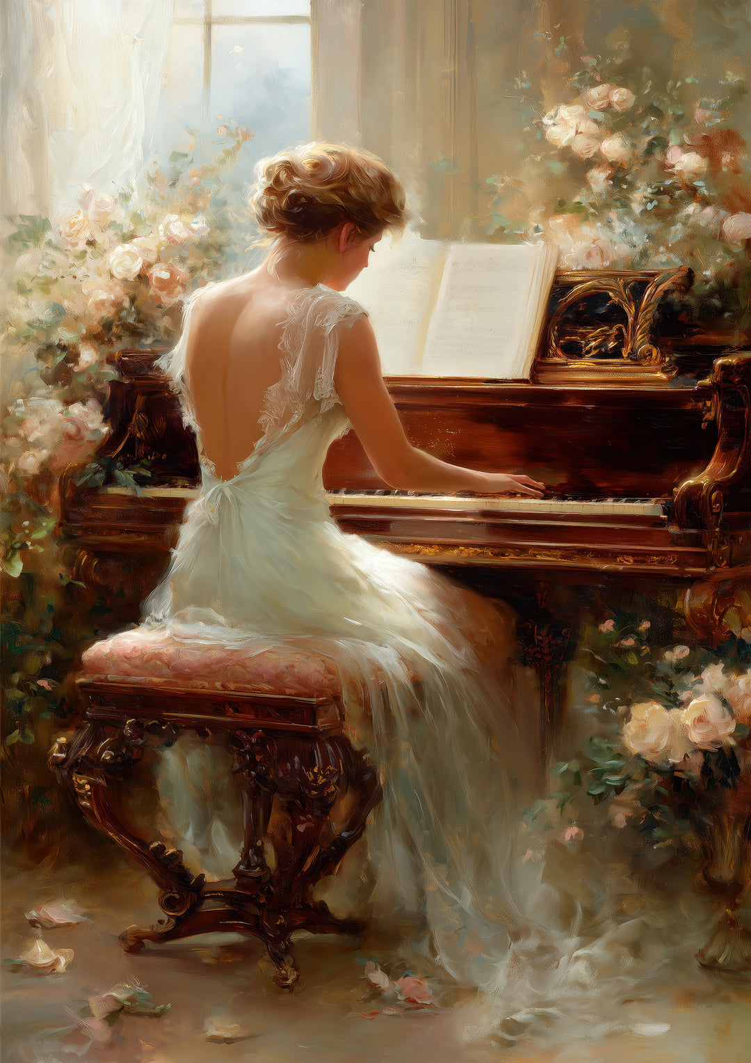 Woman Piano Art Print
