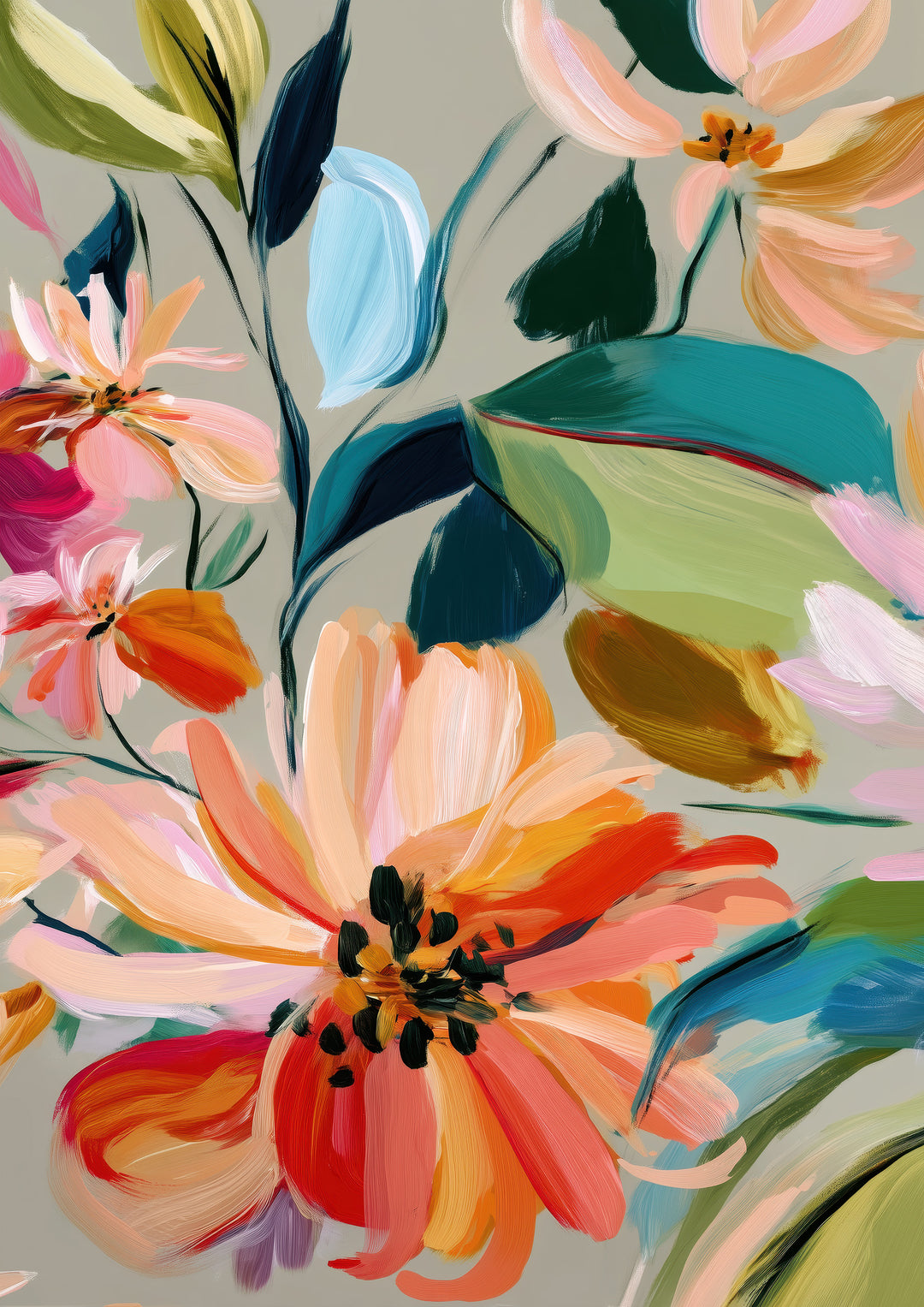 Colourful Abstract Floral Wall Art Prints