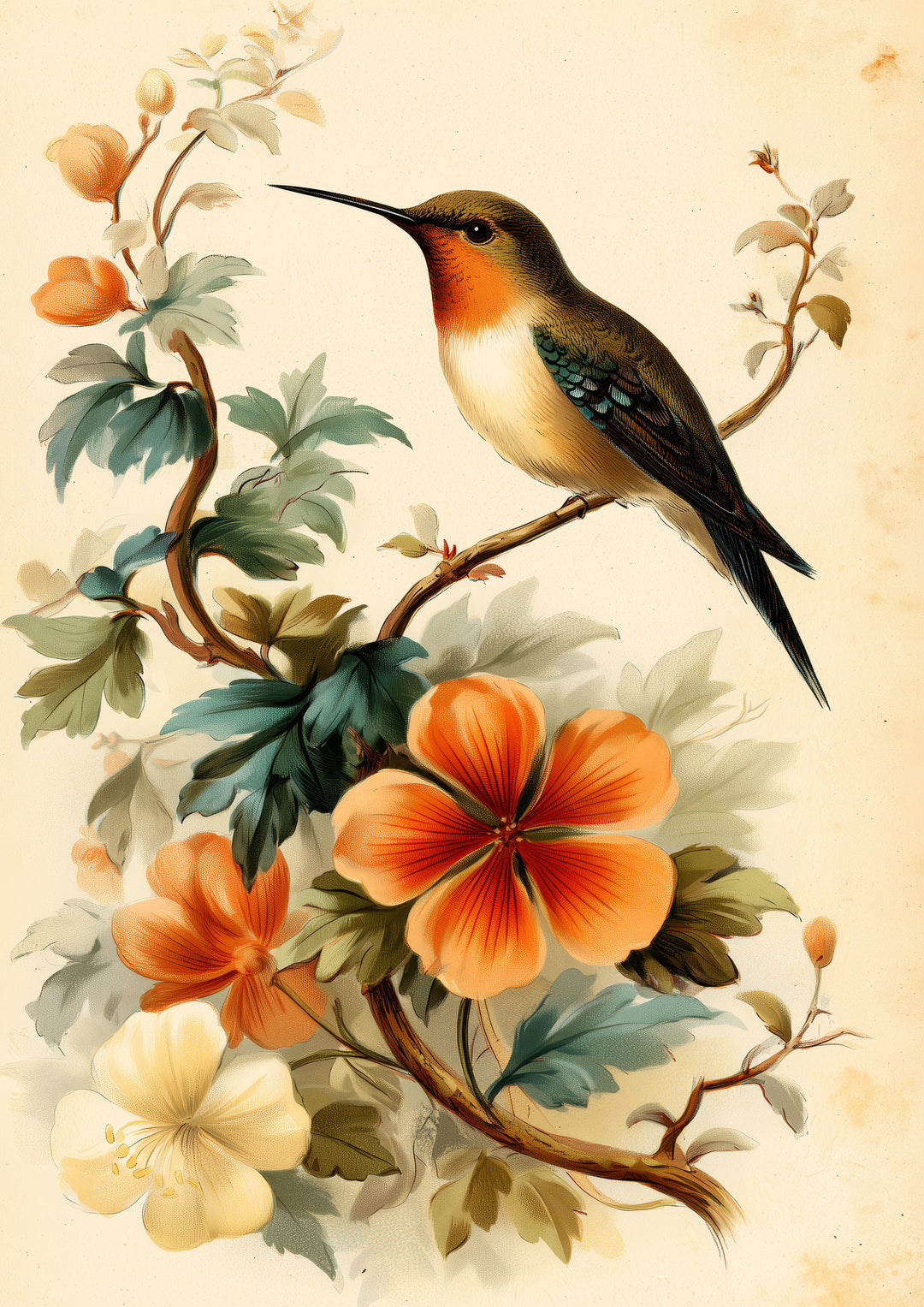 Hummingbird Floral Wall Art Prints
