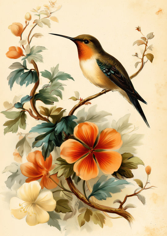 Hummingbird Floral Wall Art Prints