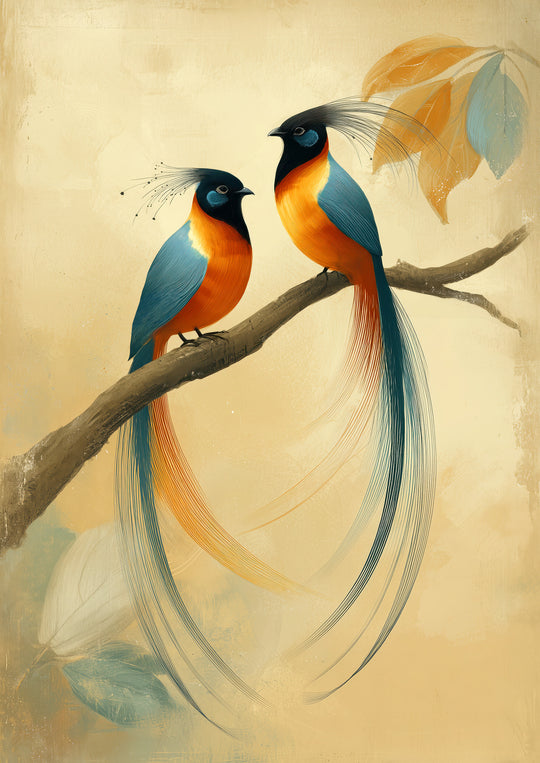 Elegant Tropical Birds Wall Art Print