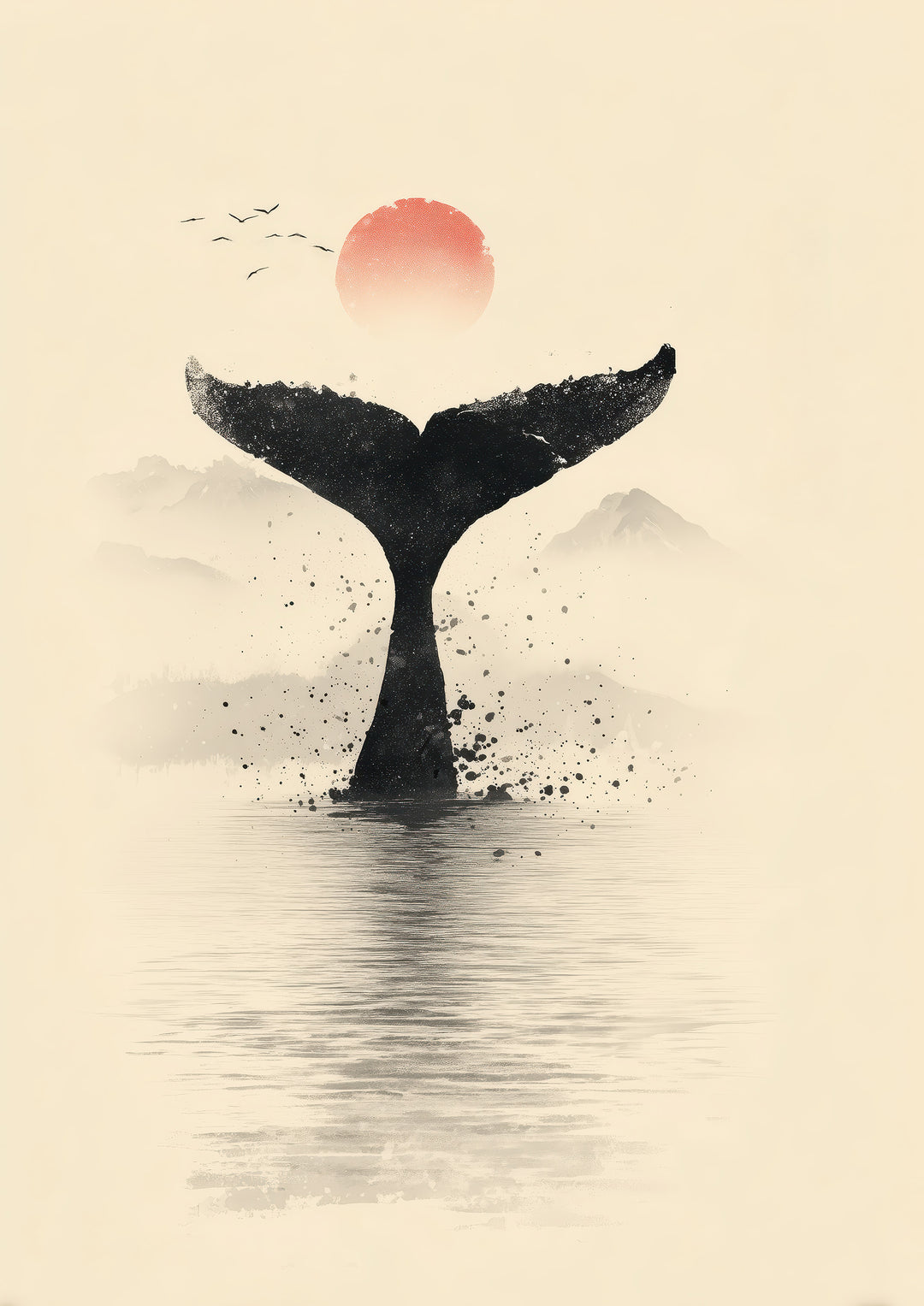 Whale tail wall art print