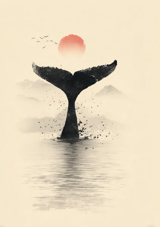 Whale tail wall art print