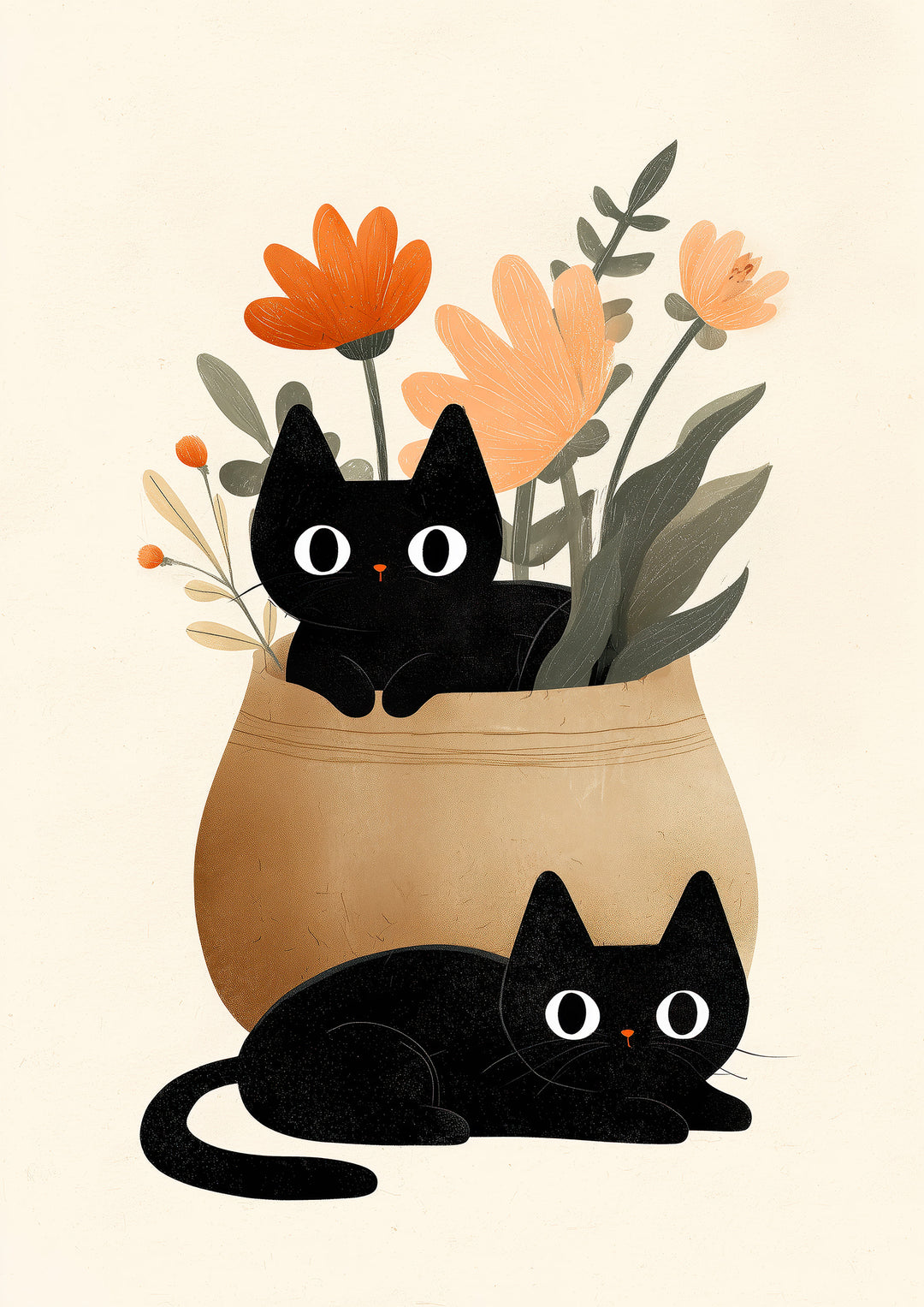 Black Cat Wall Art Prints Set of 2