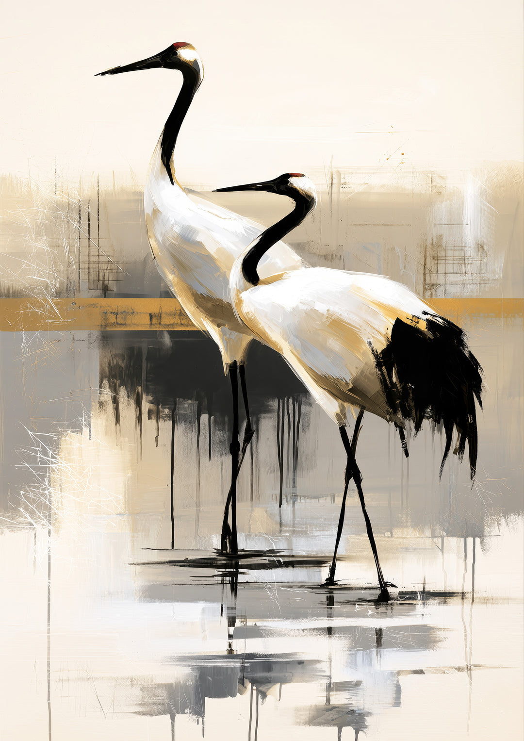 Two Red Crowned Birds