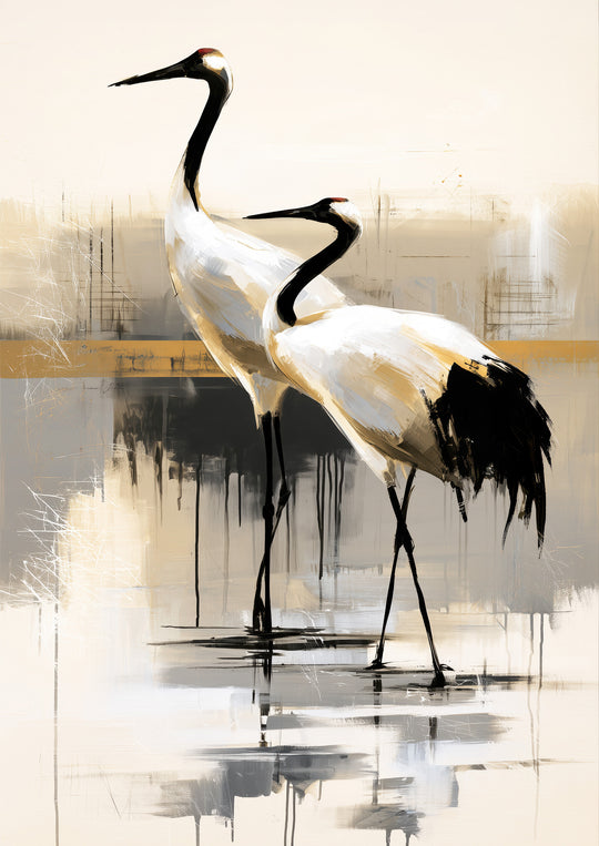 Two Red Crowned Birds