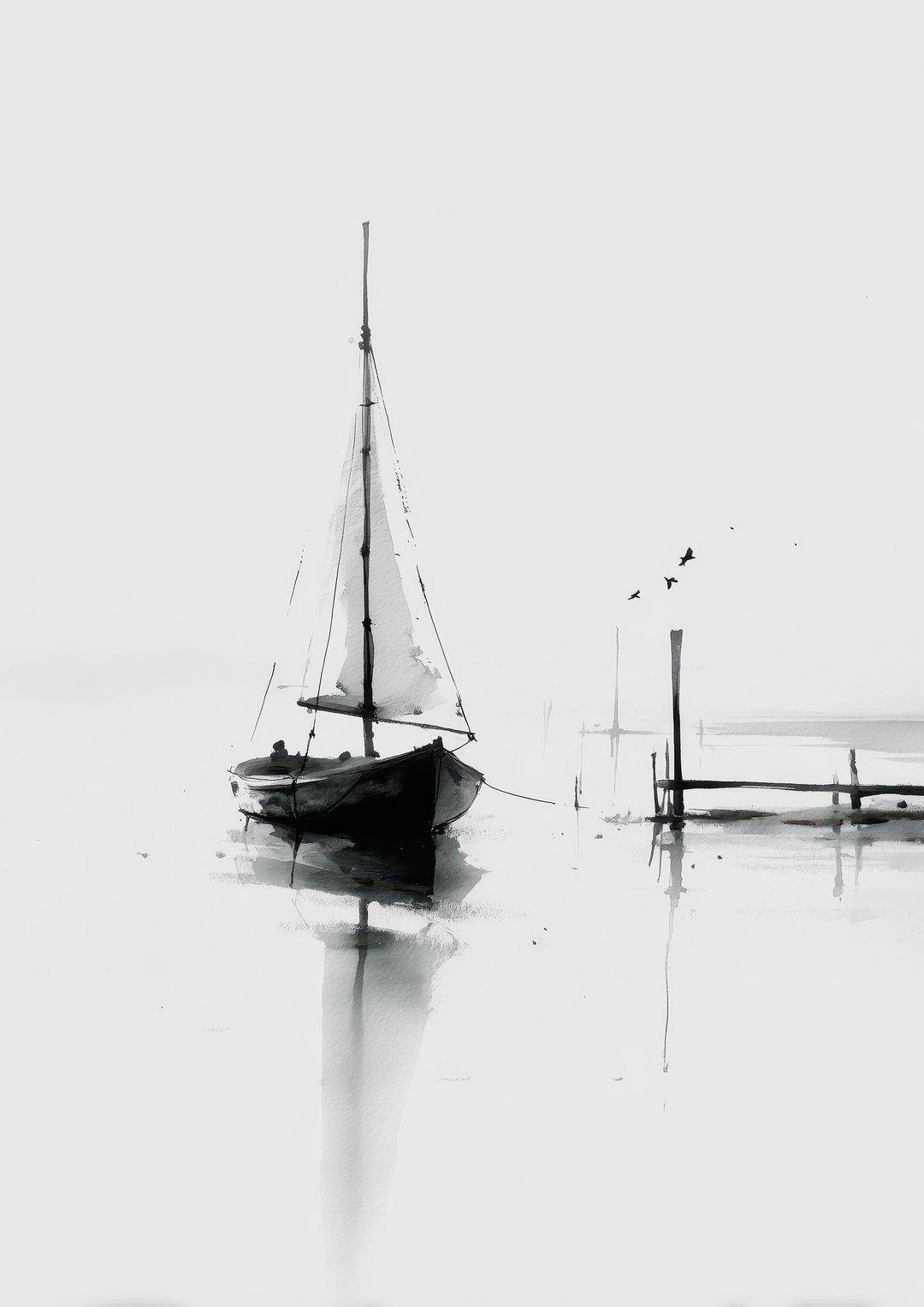 Minimalist Sailboat Wall Art Print