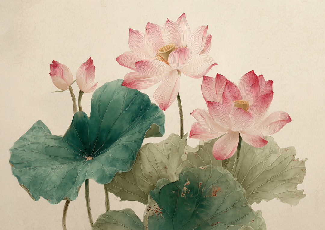 Pink lotus flower wall art print