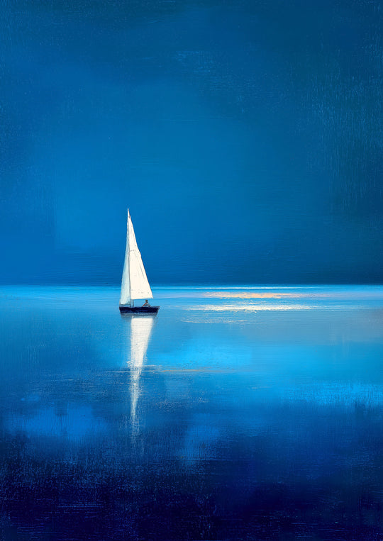 Blue Sailboat Art Print