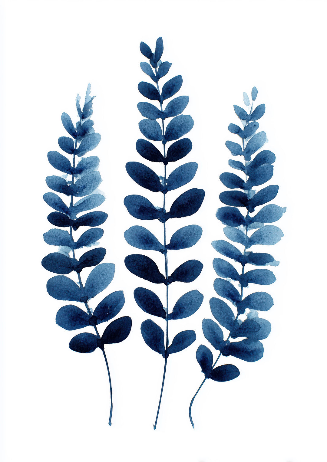 Blue Botanical Wall Art Prints Set of 3