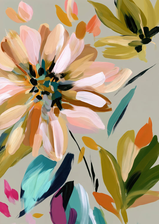 Colourful Abstract Floral Wall Art Prints