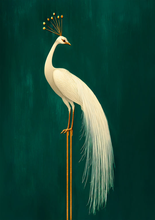 White Peacock Wall Art Print