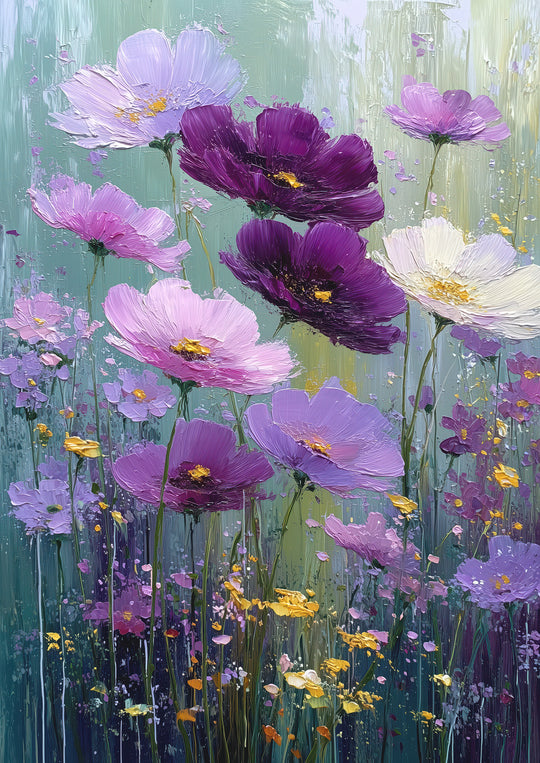 Purple Floral Wall Art Prints Set of 3