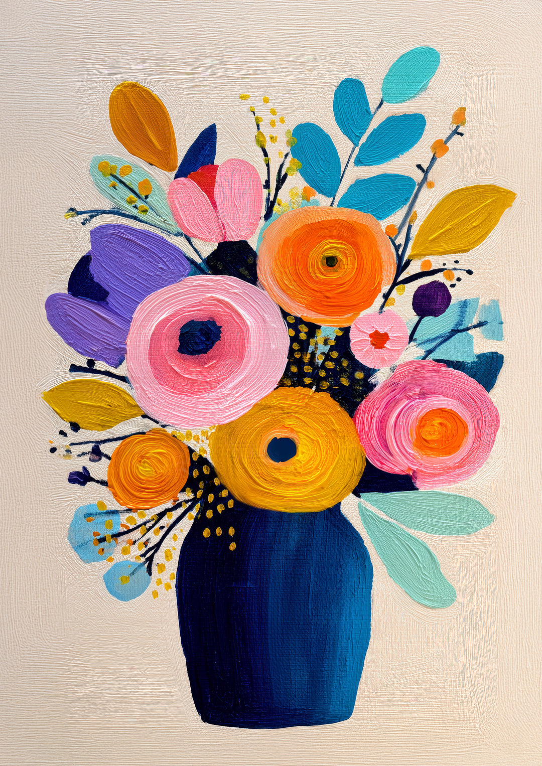 Colorful floral wall art print