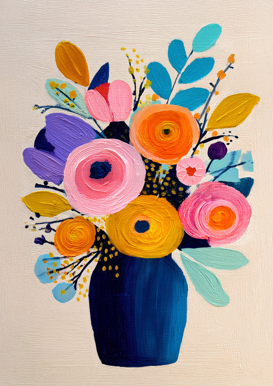 Colorful floral wall art print