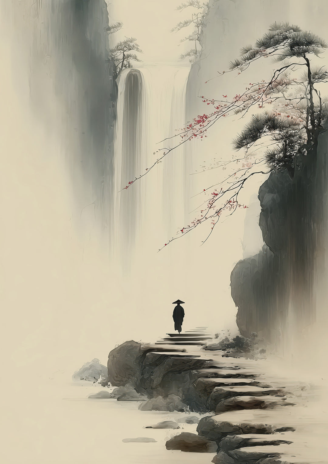 Japanese Waterfall Art Print