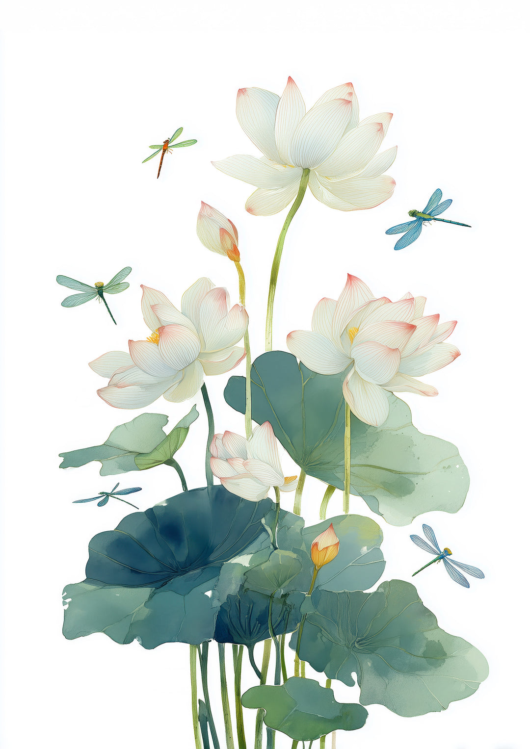 Lotus Flower Wall Art Prints Set of 2