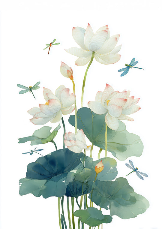 Lotus Flower Wall Art Prints Set of 2