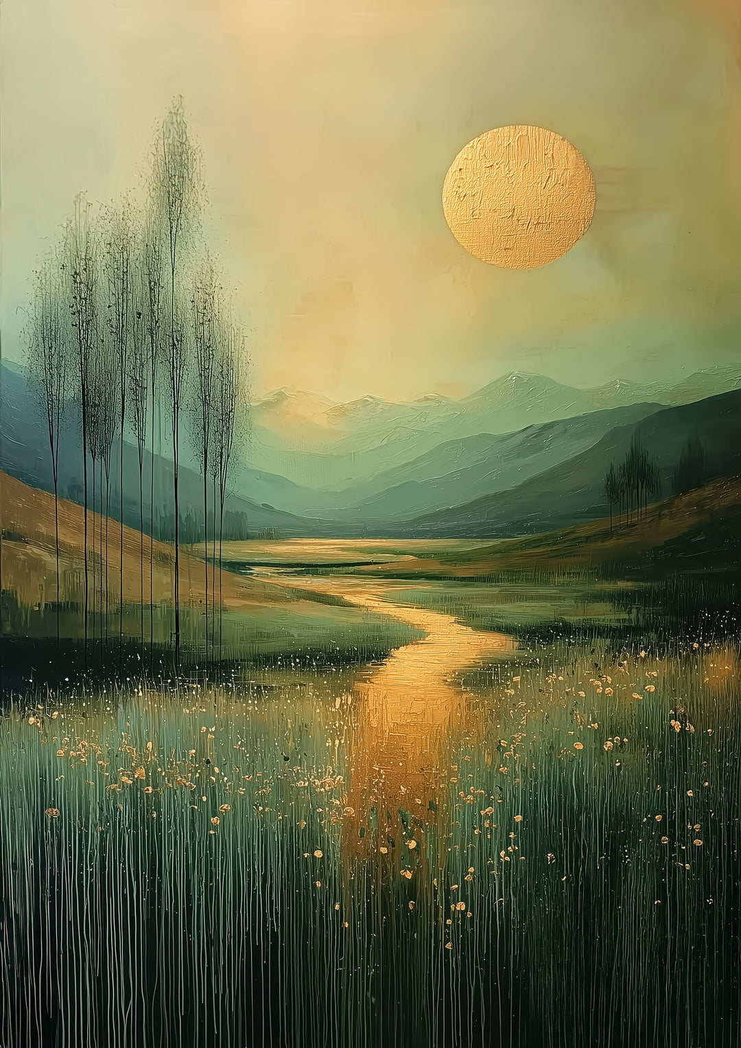 Golden Sun Landscape Wall Art Print
