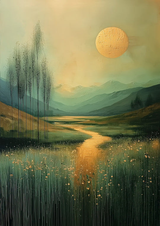 Golden Sun Landscape Wall Art Print