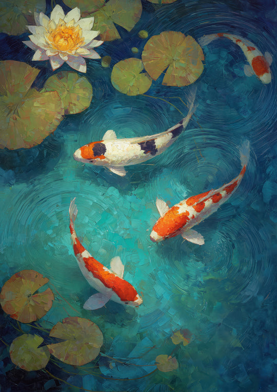 Koi Fish Pond Wall Art Prints Set of 2