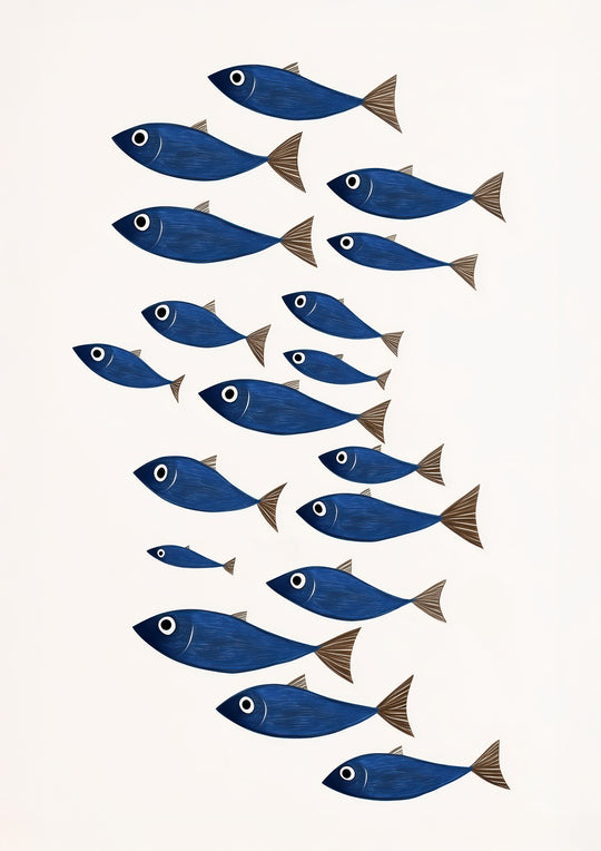 Blue Fish Wall Art Print