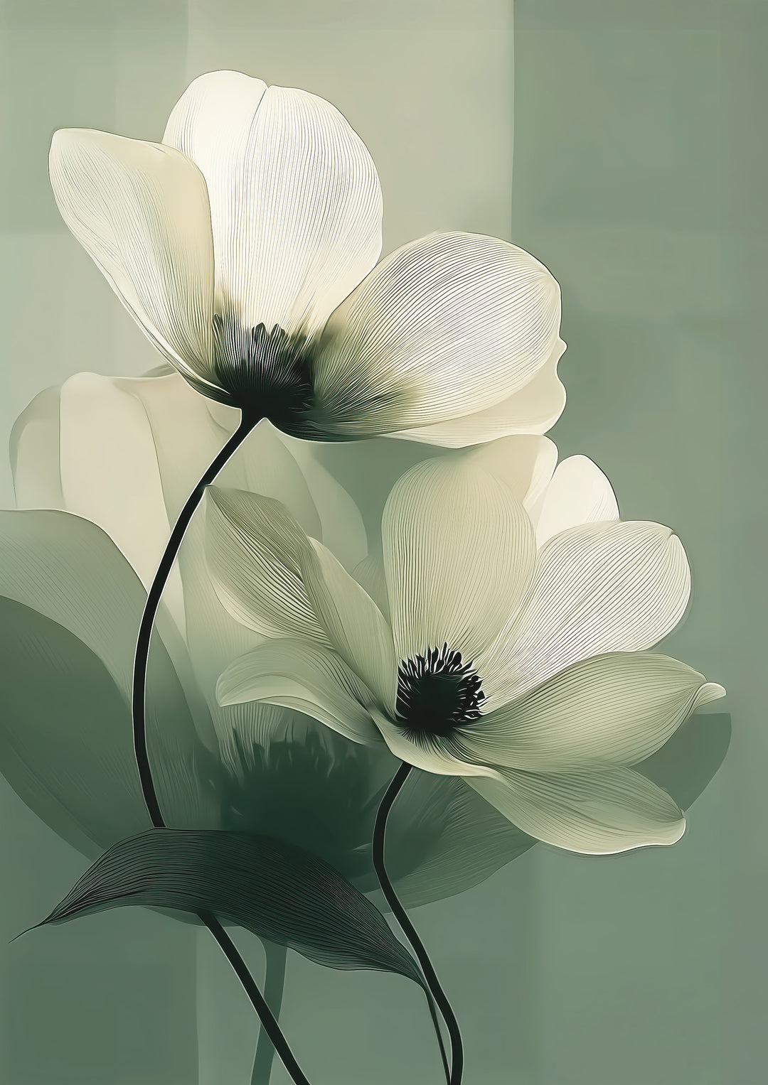 Cream Flower Wall Art Prints Set of