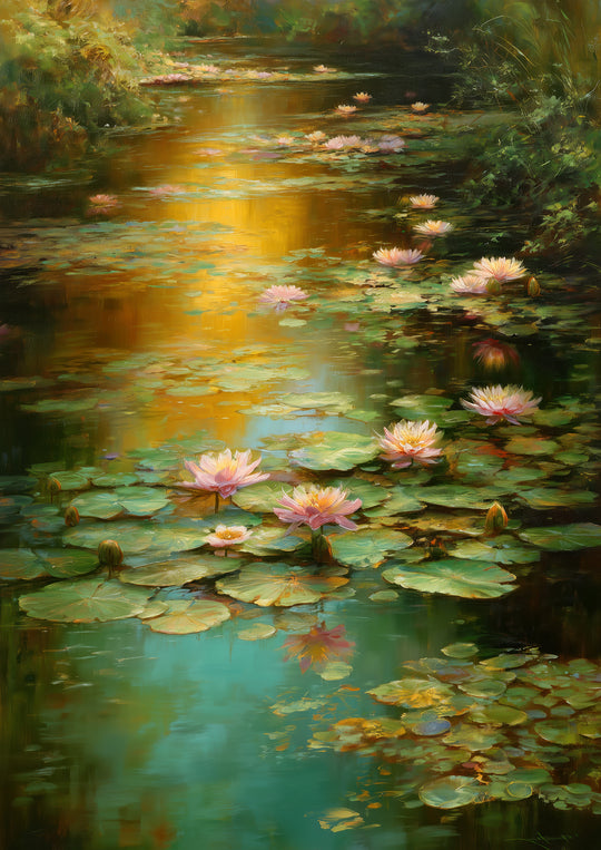 Water Lily Pond Wall Art Prints Set of 2